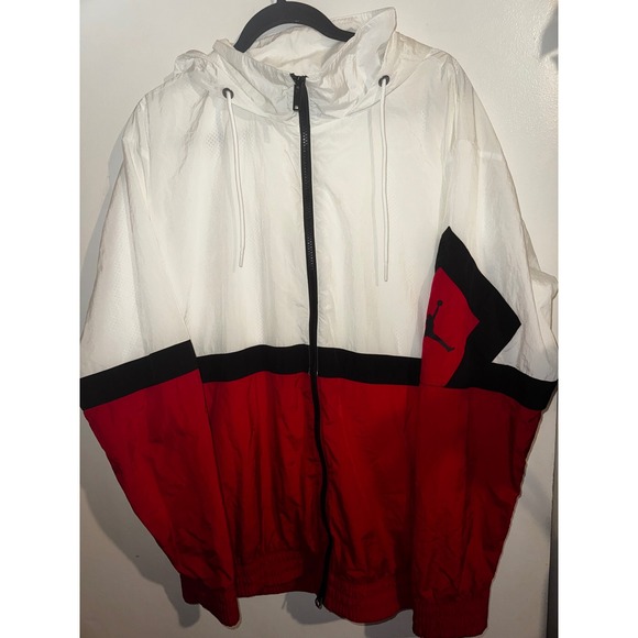 Jordan Jackets & Blazers - Jordan Jumpman Windbreaker Jacket White Red Black Colorblock Large Mens Womens